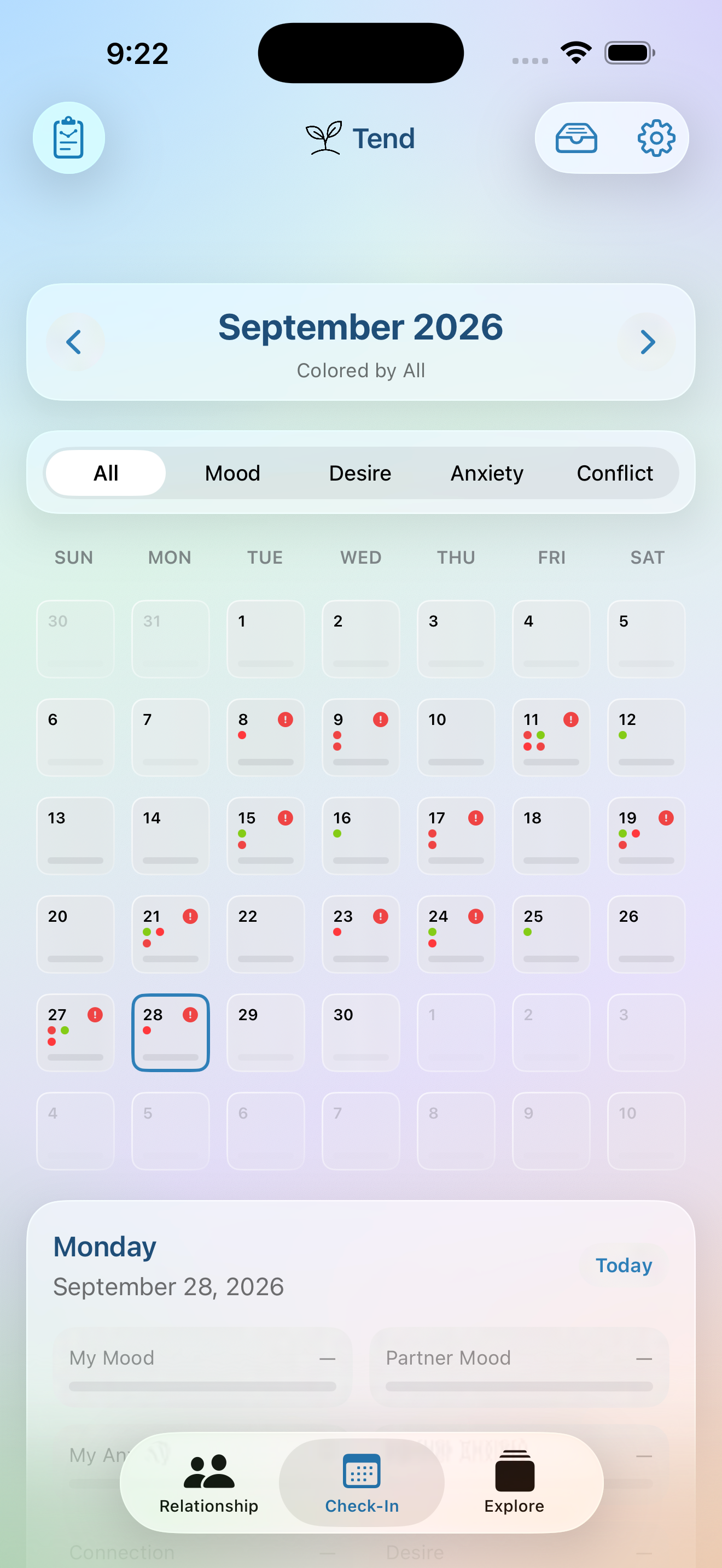 Tend monthly relationship check-in calendar